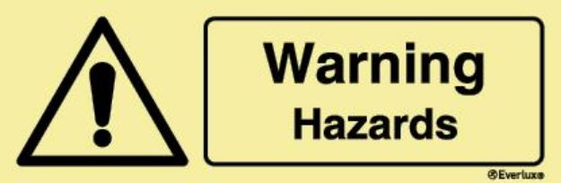 Warning signs, symbol with compl. Text, white viny